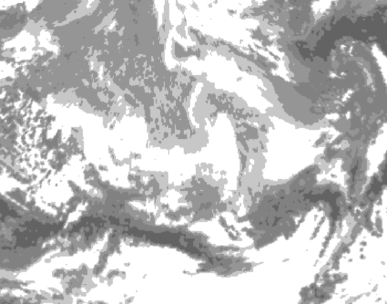 GDPS total cloud 012 hour forecast chart for Canada based on 2026/03/14 0000Z data