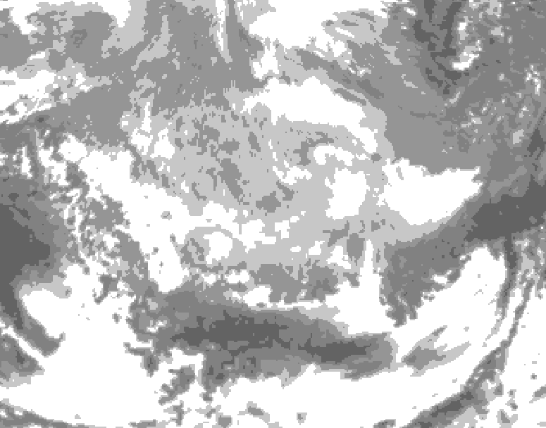 GDPS total cloud 012 hour forecast chart for Canada based on 2026/03/14 1200Z data