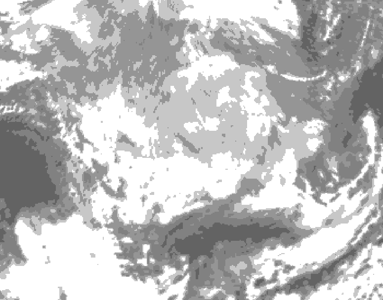 GDPS total cloud 024 hour forecast chart for Canada based on 2026/03/14 1200Z data