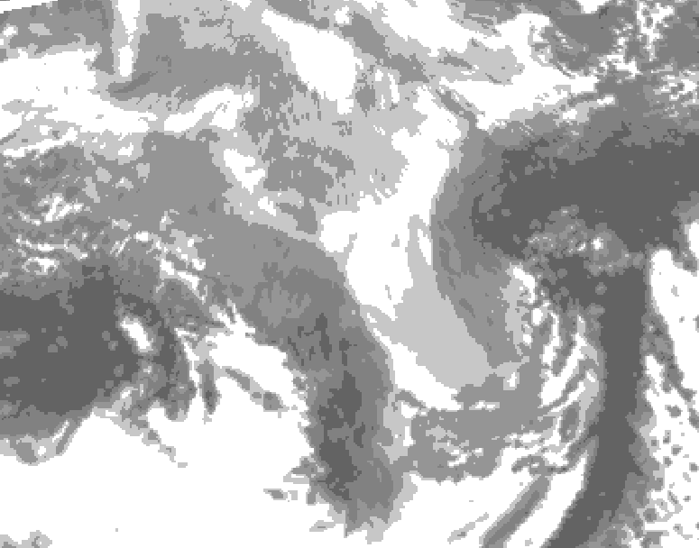 GDPS total cloud 084 hour forecast chart for Canada based on 2026/03/14 1200Z data