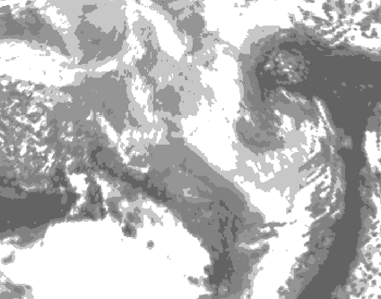 GDPS total cloud 096 hour forecast chart for Canada based on 2026/03/14 1200Z data