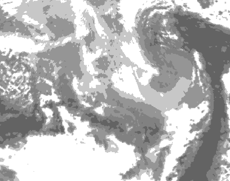 GDPS total cloud 102 hour forecast chart for Canada based on 2026/03/14 1200Z data