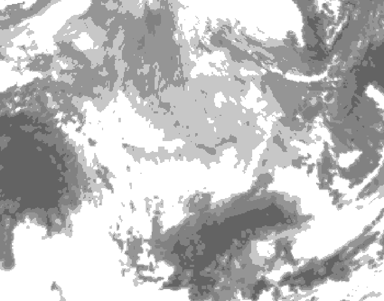 GDPS total cloud 018 hour forecast chart for Canada based on 2026/03/15 0000Z data