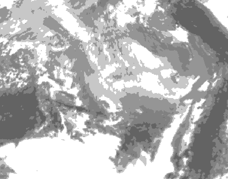 GDPS total cloud 102 hour forecast chart for Canada based on 2026/03/15 0000Z data