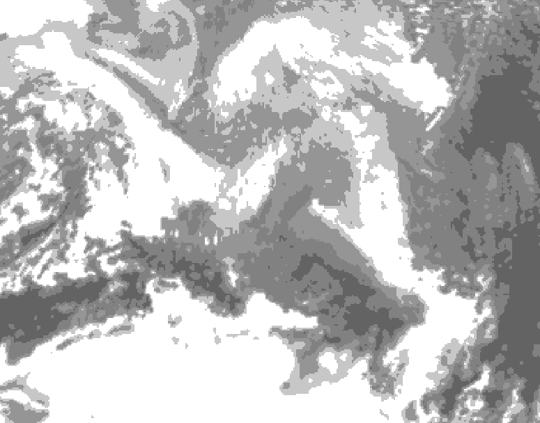 GDPS total cloud 150 hour forecast chart for Canada based on 2026/03/15 0000Z data
