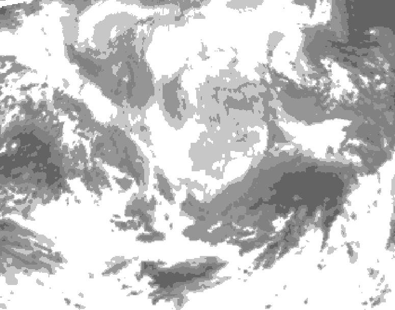 GDPS total cloud 180 hour forecast chart for Canada based on 2026/03/16 0000Z data