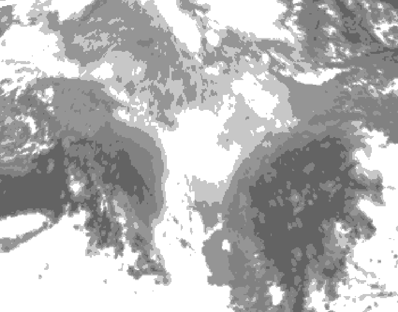 GDPS total cloud 012 hour forecast chart for Canada based on 2026/03/16 1200Z data