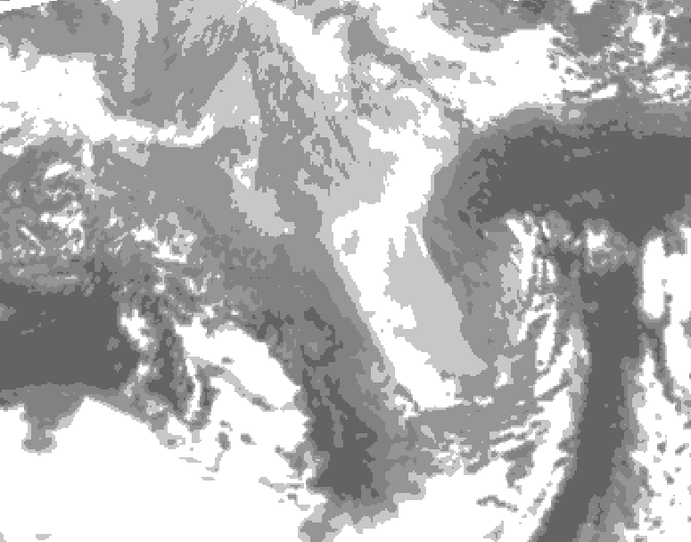 GDPS total cloud 036 hour forecast chart for Canada based on 2026/03/16 1200Z data