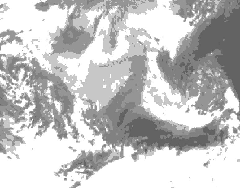 GDPS total cloud 156 hour forecast chart for Canada based on 2026/03/16 1200Z data