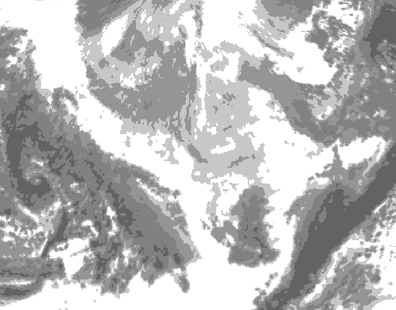 GDPS total cloud 216 hour forecast chart for Canada based on 2026/03/16 1200Z data
