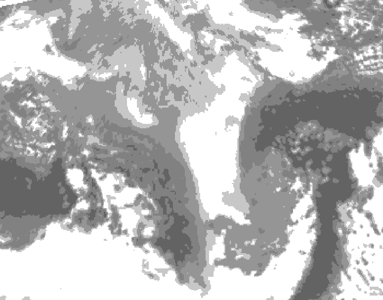 GDPS total cloud 018 hour forecast chart for Canada based on 2026/03/17 0000Z data