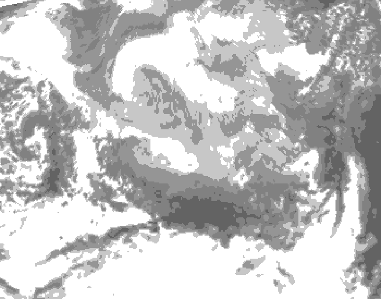 GDPS total cloud 084 hour forecast chart for Canada based on 2026/03/18 1200Z data