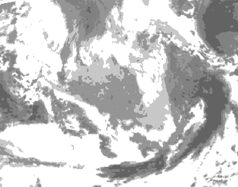 GDPS total cloud 222 hour forecast chart for Canada based on 2026/03/18 1200Z data