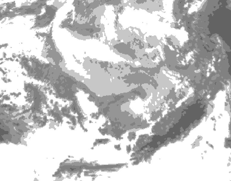 GDPS total cloud 096 hour forecast chart for Canada based on 2026/03/19 0000Z data