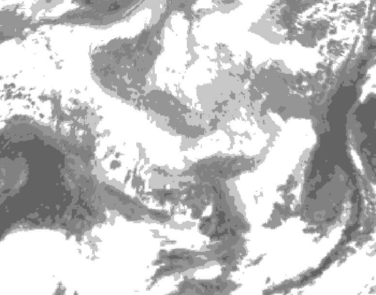 GDPS total cloud 132 hour forecast chart for Canada based on 2026/03/19 0000Z data