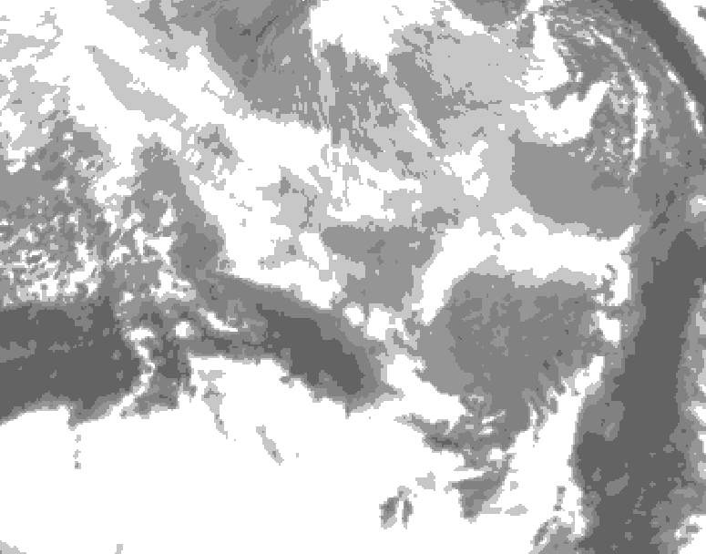 GDPS total cloud 006 hour forecast chart for Canada based on 2026/03/19 1200Z data