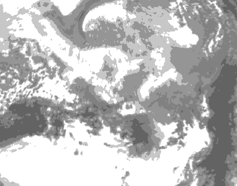 GDPS total cloud 018 hour forecast chart for Canada based on 2026/03/19 1200Z data