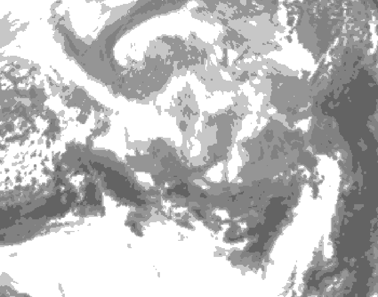 GDPS total cloud 030 hour forecast chart for Canada based on 2026/03/19 1200Z data
