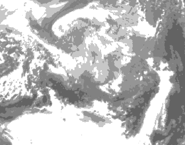 GDPS total cloud 036 hour forecast chart for Canada based on 2026/03/19 1200Z data