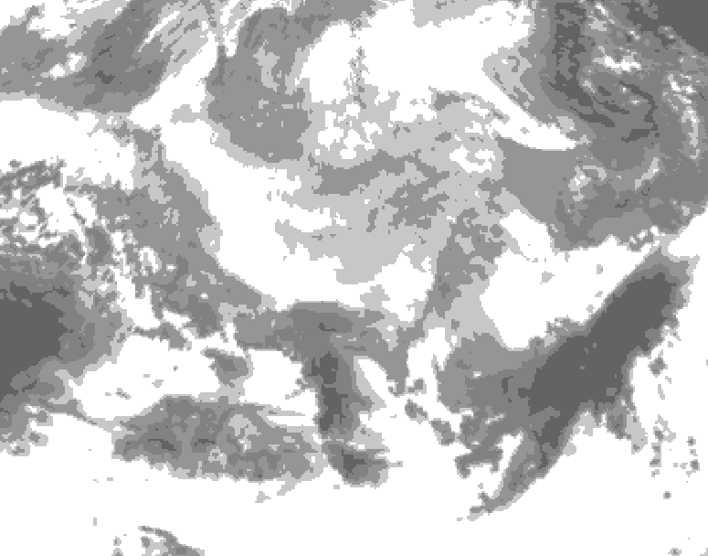 GDPS total cloud 102 hour forecast chart for Canada based on 2026/03/19 1200Z data