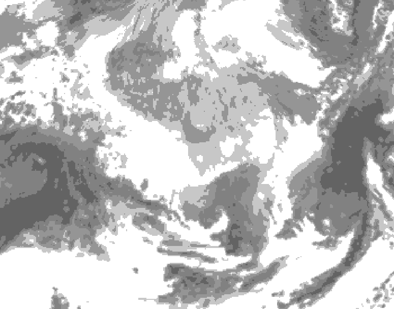 GDPS total cloud 120 hour forecast chart for Canada based on 2026/03/19 1200Z data
