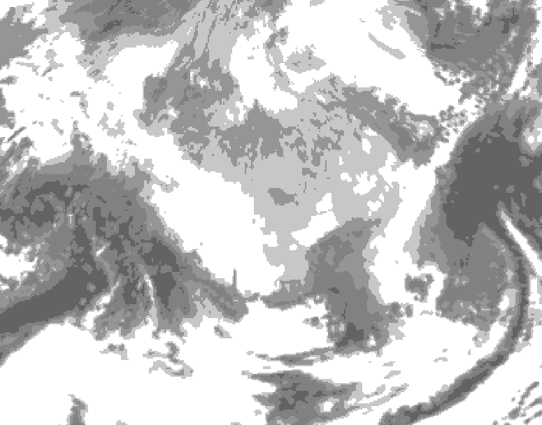 GDPS total cloud 126 hour forecast chart for Canada based on 2026/03/19 1200Z data
