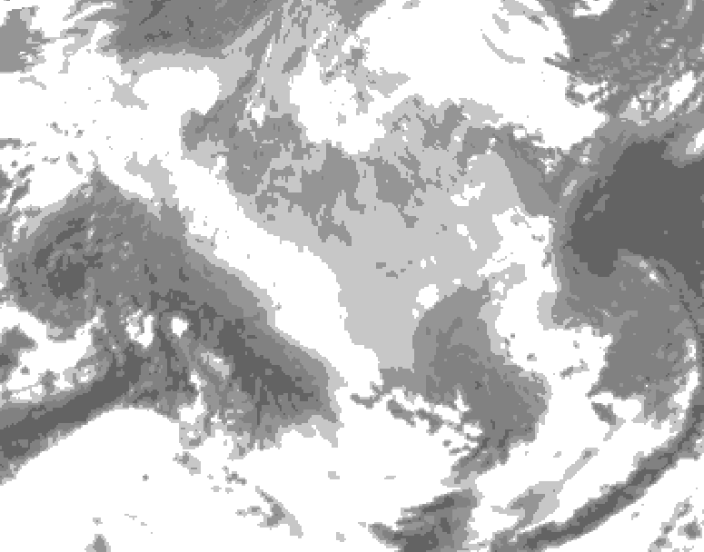 GDPS total cloud 132 hour forecast chart for Canada based on 2026/03/19 1200Z data