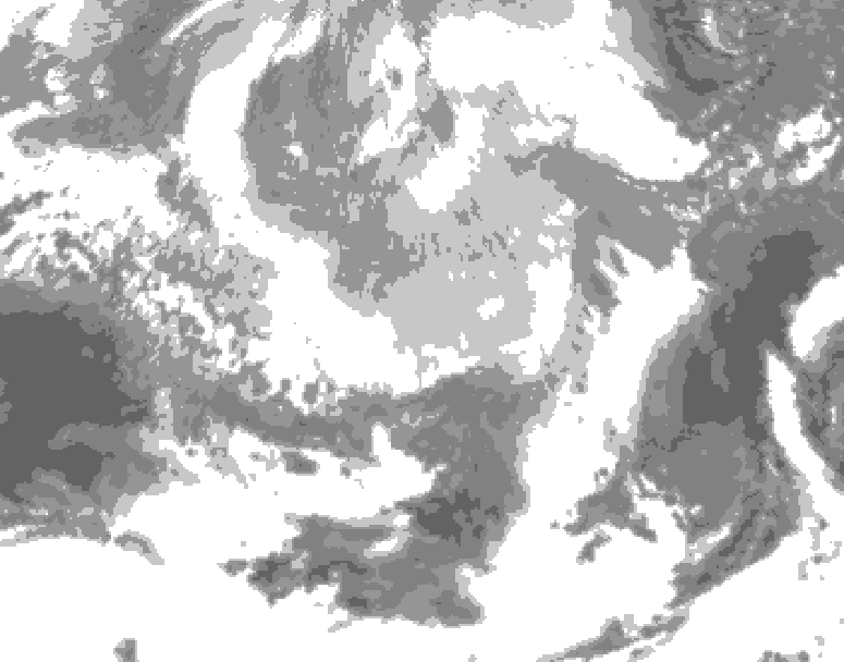 GDPS total cloud 102 hour forecast chart for Canada based on 2026/03/20 0000Z data