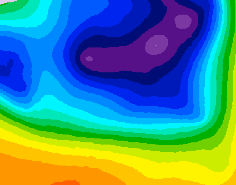 GDPS 500 millibar geopotential height 024 hour forecast chart for Canada based on 2026/03/21 0000Z data