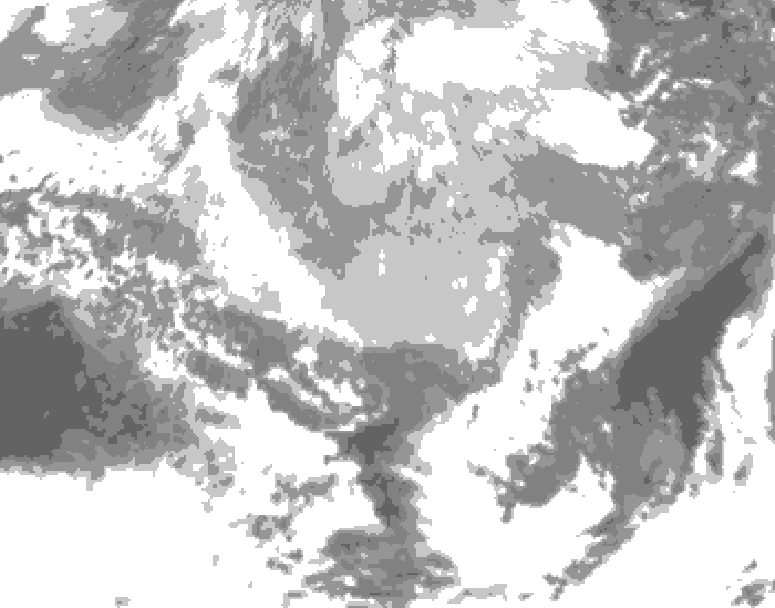 GDPS total cloud 072 hour forecast chart for Canada based on 2026/03/21 0000Z data