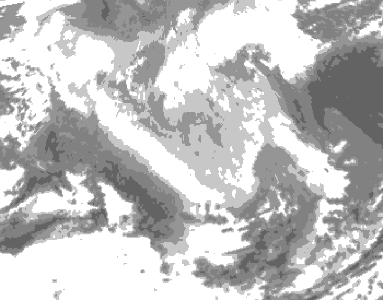 GDPS total cloud 102 hour forecast chart for Canada based on 2026/03/21 0000Z data
