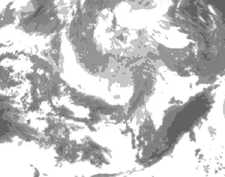 GDPS total cloud 048 hour forecast chart for Canada based on 2026/03/21 1200Z data