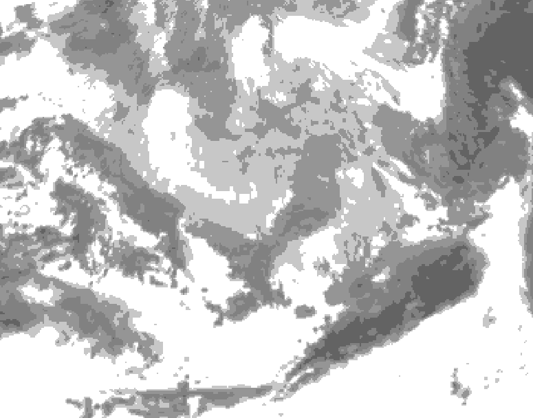 GDPS total cloud 024 hour forecast chart for Canada based on 2026/03/22 0000Z data