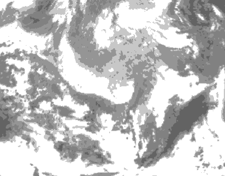 GDPS total cloud 036 hour forecast chart for Canada based on 2026/03/22 0000Z data
