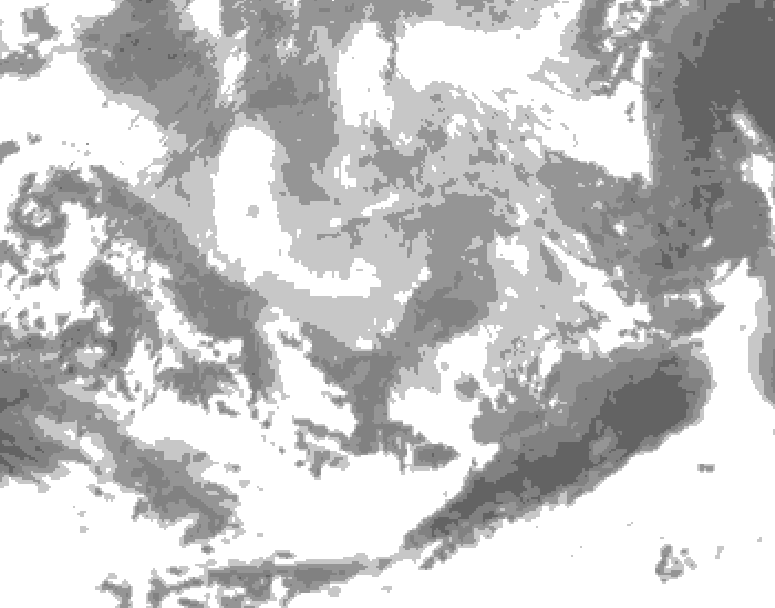 GDPS total cloud 012 hour forecast chart for Canada based on 2026/03/22 1200Z data