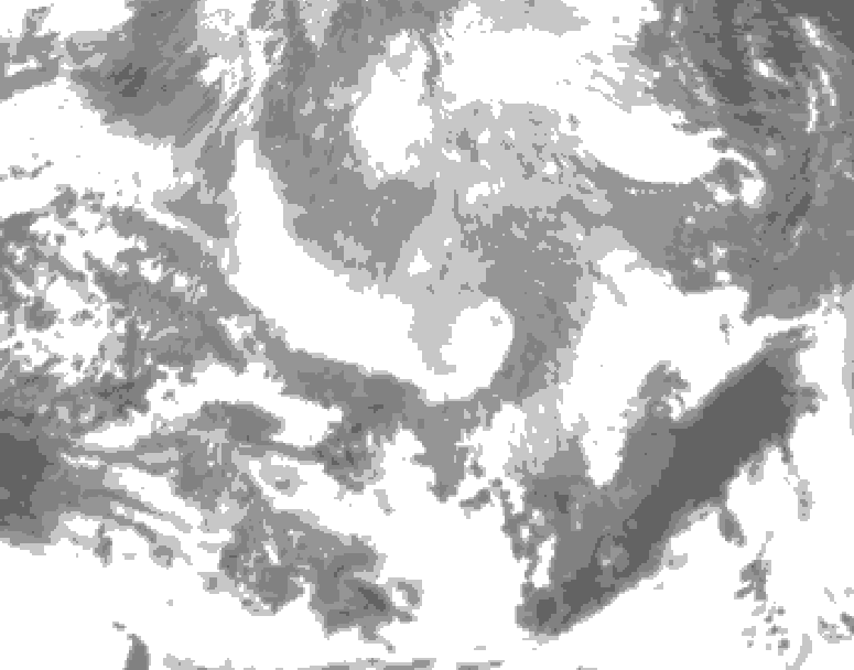 GDPS total cloud 024 hour forecast chart for Canada based on 2026/03/22 1200Z data