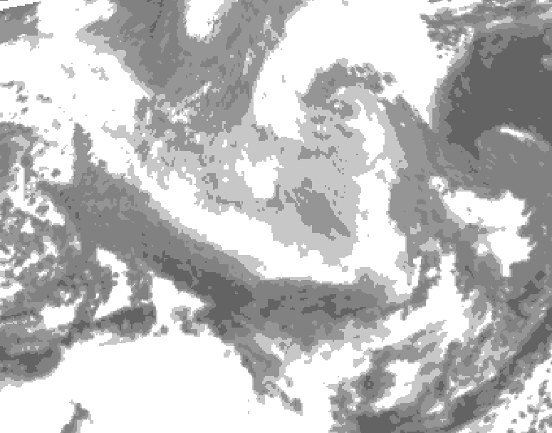 GDPS total cloud 072 hour forecast chart for Canada based on 2026/03/22 1200Z data
