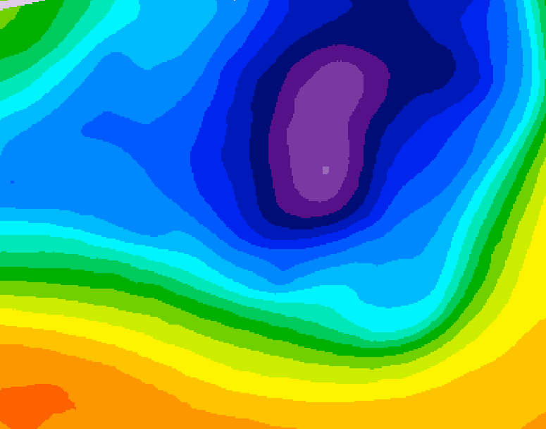 GDPS 500 millibar geopotential height 024 hour forecast chart for Canada based on 2026/03/23 0000Z data
