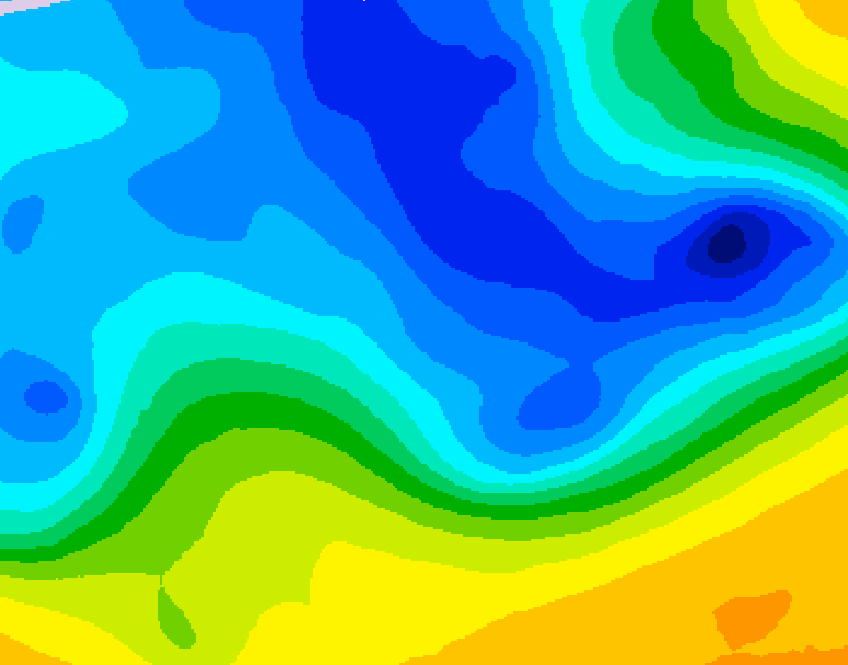 GDPS 500 millibar geopotential height 222 hour forecast chart for Canada based on 2026/03/23 1200Z data