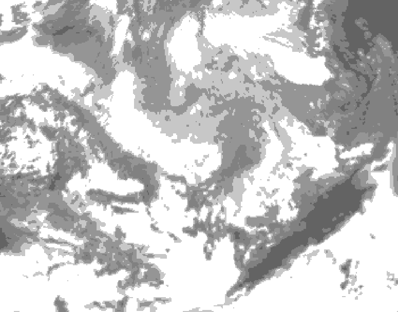 GDPS total cloud 006 hour forecast chart for Canada based on 2026/03/23 0000Z data