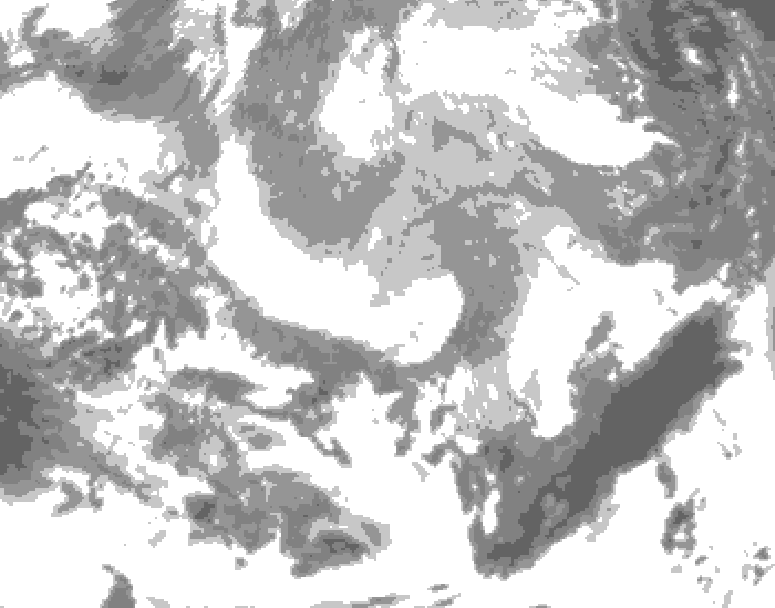 GDPS total cloud 012 hour forecast chart for Canada based on 2026/03/23 0000Z data