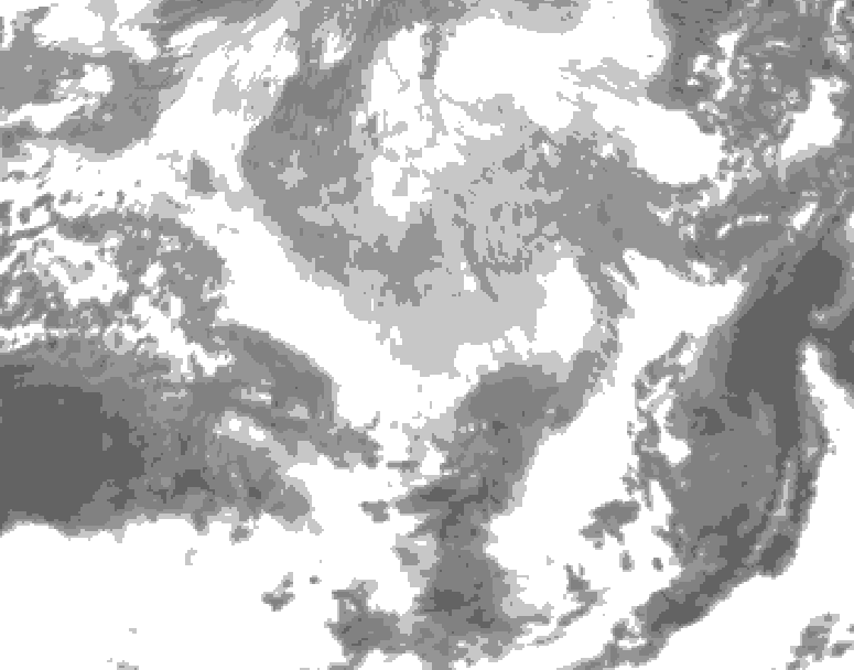 GDPS total cloud 030 hour forecast chart for Canada based on 2026/03/23 0000Z data