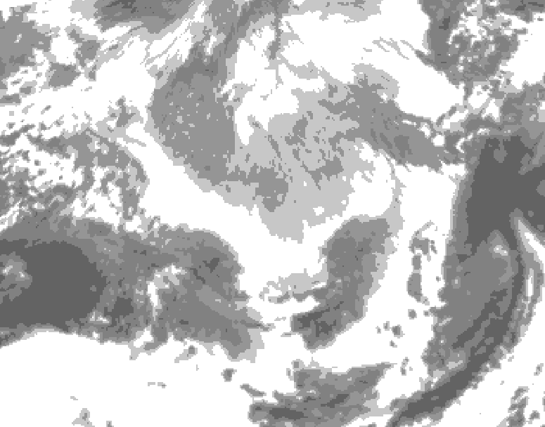 GDPS total cloud 036 hour forecast chart for Canada based on 2026/03/23 0000Z data
