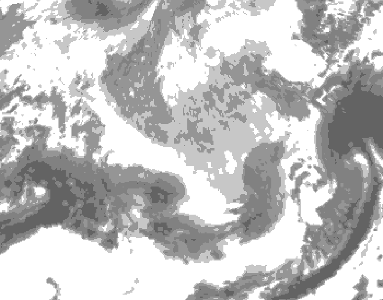 GDPS total cloud 042 hour forecast chart for Canada based on 2026/03/23 0000Z data