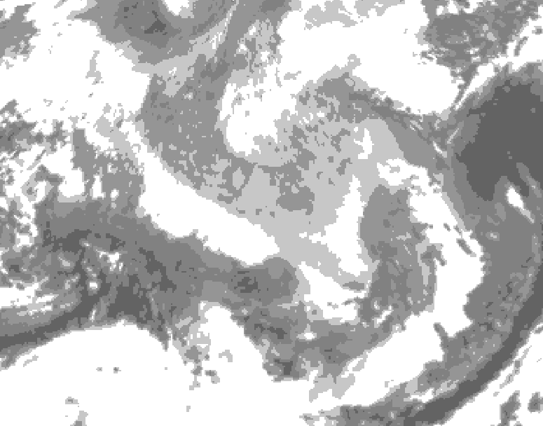 GDPS total cloud 048 hour forecast chart for Canada based on 2026/03/23 0000Z data