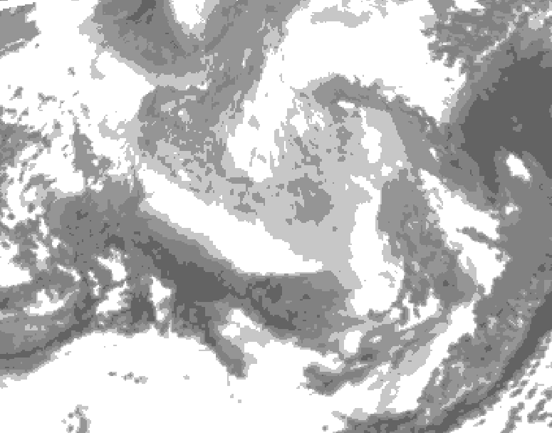 GDPS total cloud 054 hour forecast chart for Canada based on 2026/03/23 0000Z data