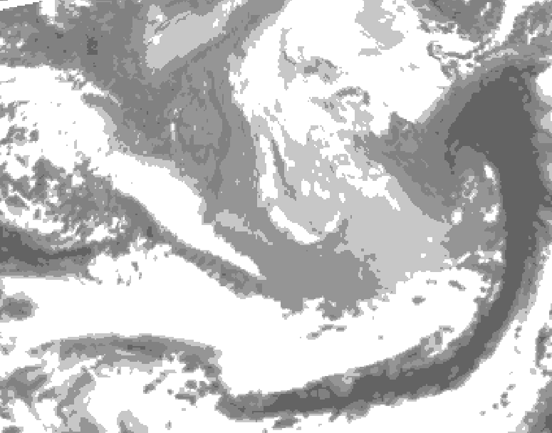 GDPS total cloud 120 hour forecast chart for Canada based on 2026/03/23 0000Z data