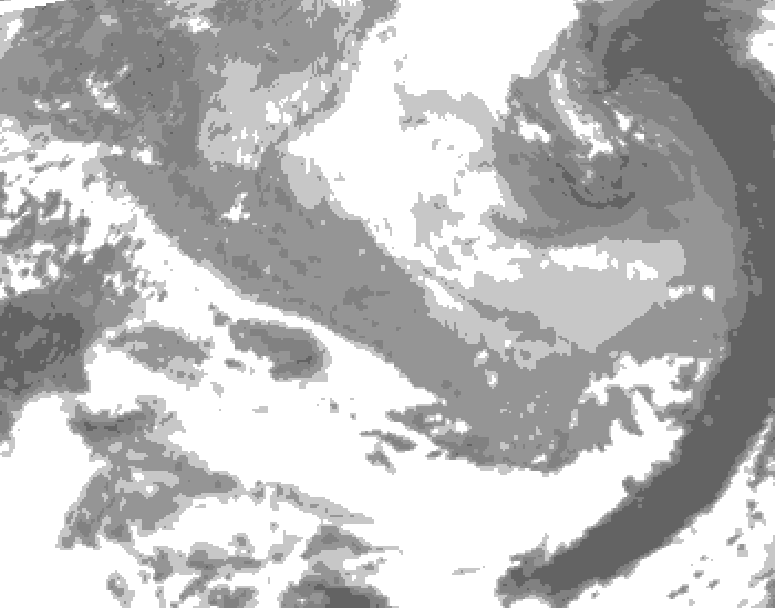 GDPS total cloud 138 hour forecast chart for Canada based on 2026/03/23 0000Z data