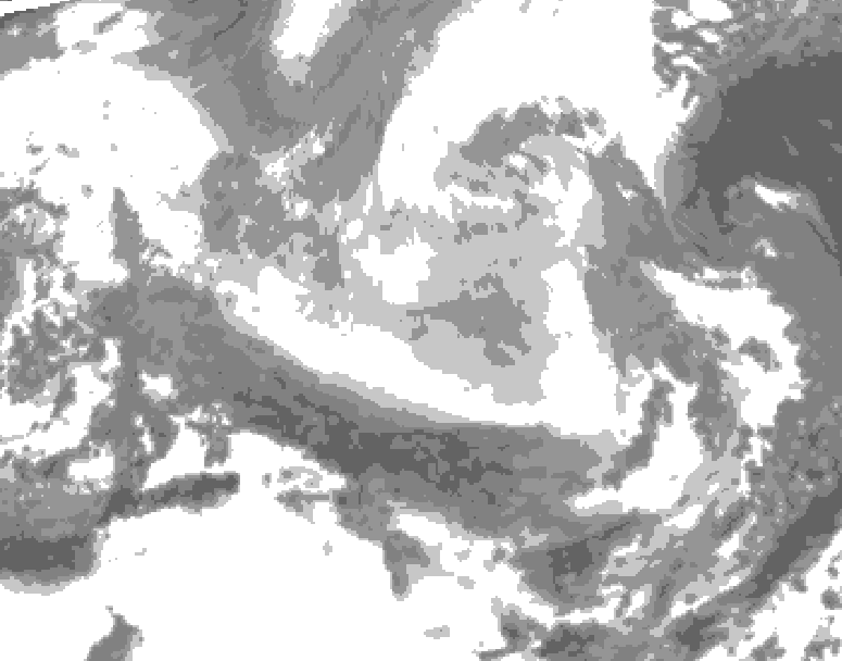 GDPS total cloud 048 hour forecast chart for Canada based on 2026/03/23 1200Z data