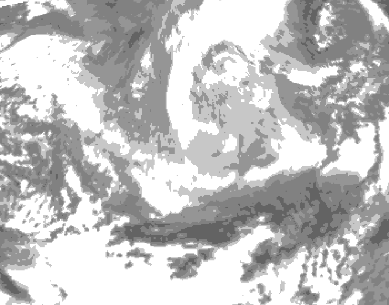 GDPS total cloud 072 hour forecast chart for Canada based on 2026/03/23 1200Z data